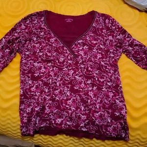 St. John's Bay Womens Pink Floral long  Sleeve